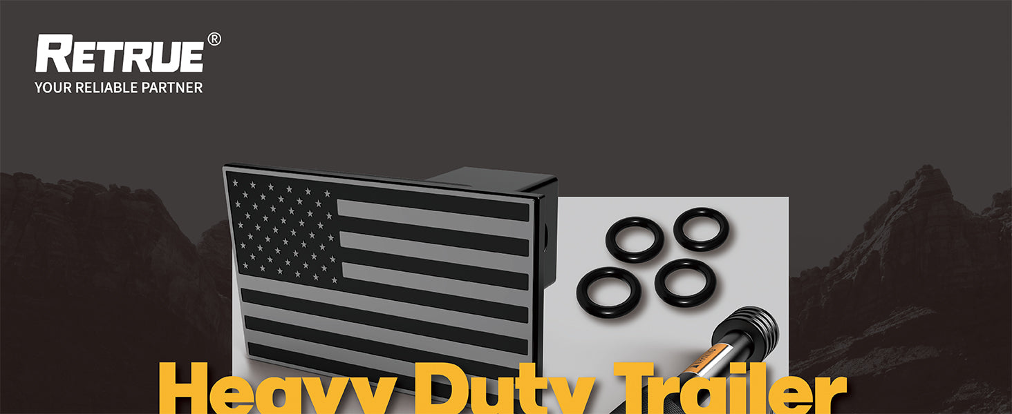Detail of RETRUE American Flag Trailer Hitch Cover.
