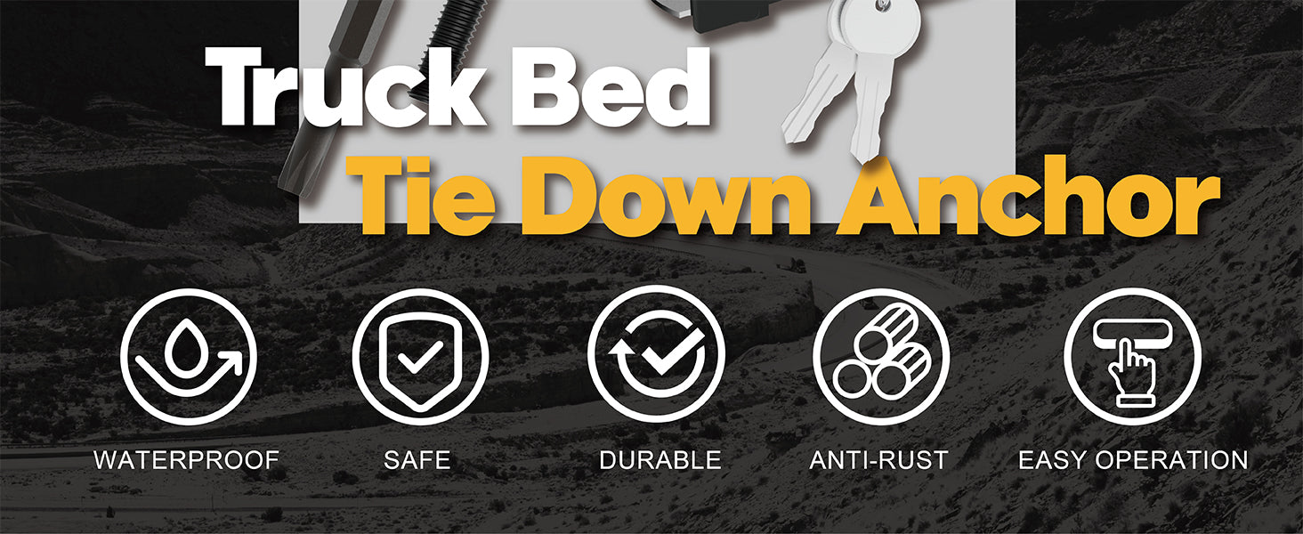 RETRUE Truck Bed Tie Down Anchors has the advantages of being waterproof, safe, durable, rust-proof and easy to operate.