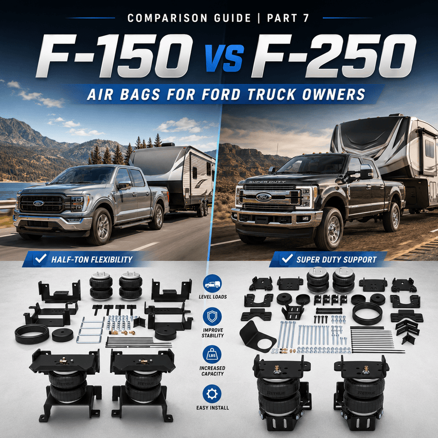Truck Air Suspension Comparison Guide | Part 7: F-150 vs F-250 Air Bags for Ford Truck Owners - RETRUE