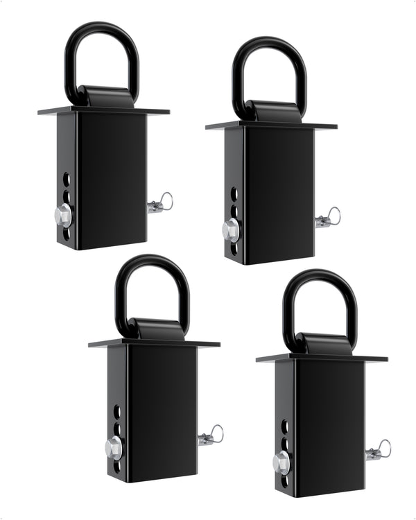 Trailer Stake Pocket D Ring with Added Security Bolt Nut | Adjustable 12,000lbs Stake Pocket tie Down for Flatbed Trucks and Trailers 4 Pack Black