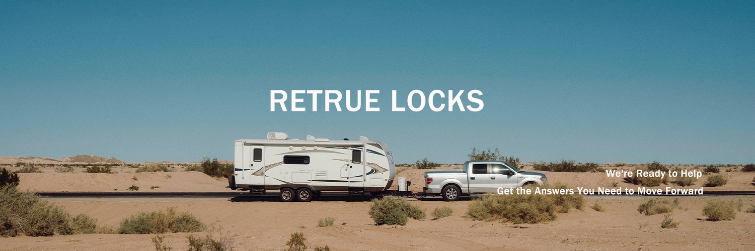 RETRUE trailer lock support center featuring trailer coupler locks, hitch receiver locks, towing security solutions, anti-theft trailer protection, and RV lock installation assistance