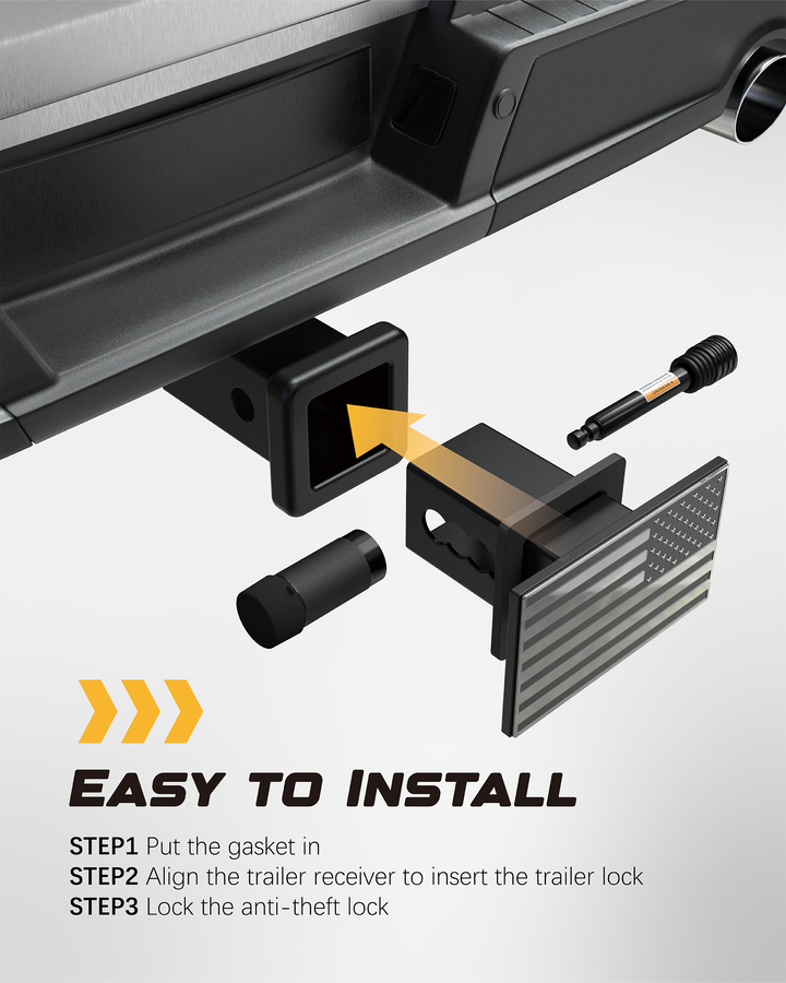 The RETRUE Heavy Duty American Flag Trailer Hitch Cover is easy to install