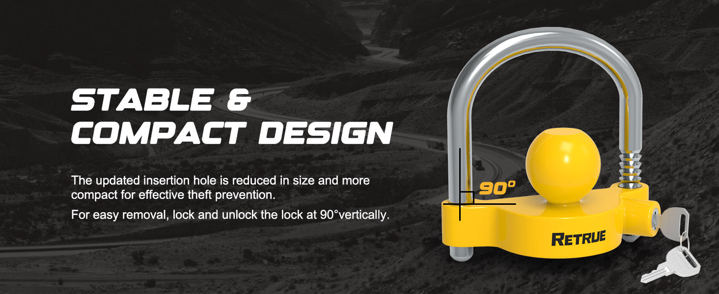 The updated insertion hole is reduced in size and morecompact for effective theft prevention.For easy removal, lock and unlock the lock at 90°vertically.