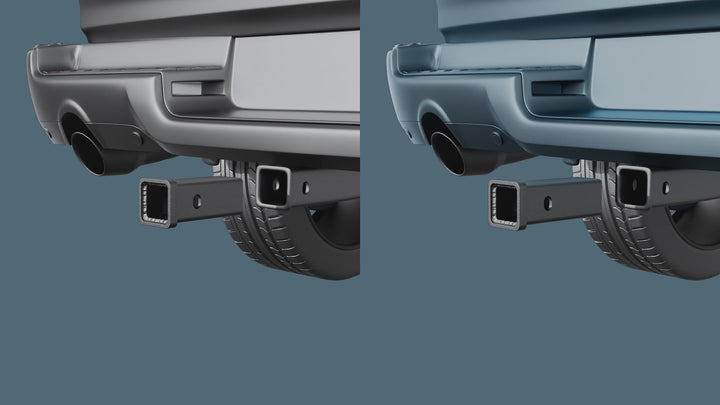 RETRUE RHA002-RM heavy duty 2.5 inch to 2 inch hitch receiver adapter demonstration video for RAM 2500 and 3500 2013-2024, showing the hitch reducer adapter fit and connection.