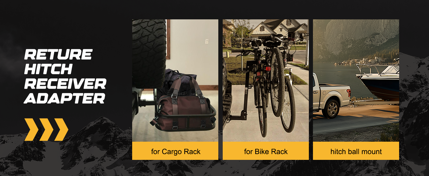 The ford super duty truck towing hitch reducer adapter is suitable for cargo box racks, bicycle racks and bitch ball mount.