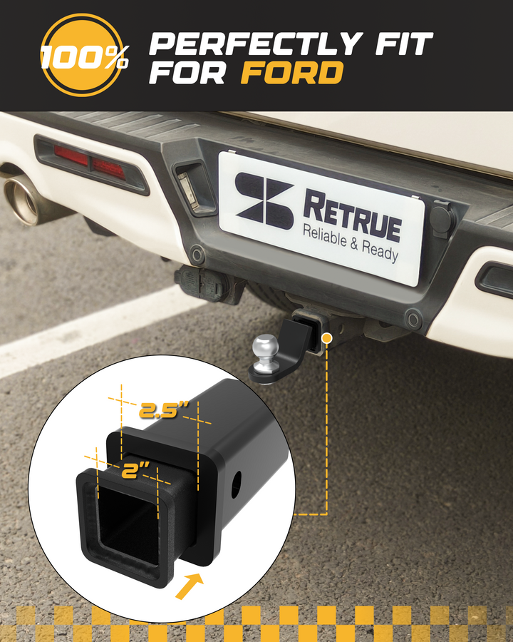 The trailer hitch adapter can be perfectly adapted to Ford models.