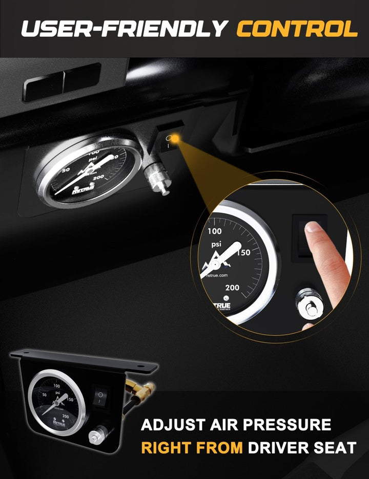 RETRUE Onboard Air Compressor Kit | 100 PSI Air Bag Controller